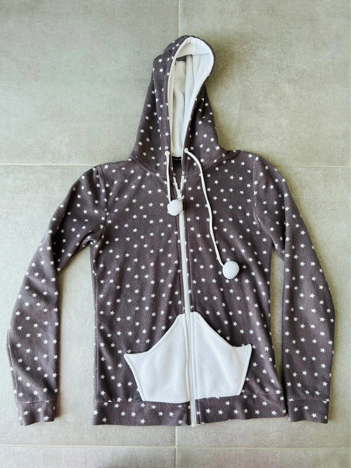 Polaire femme fashion private company taille XS gris et blanc